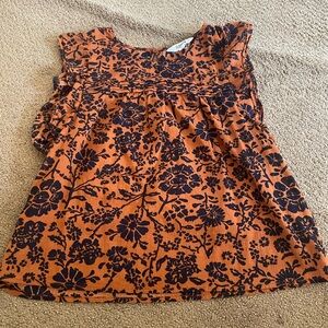 BB Dakota Orange and Black Floral Blouse